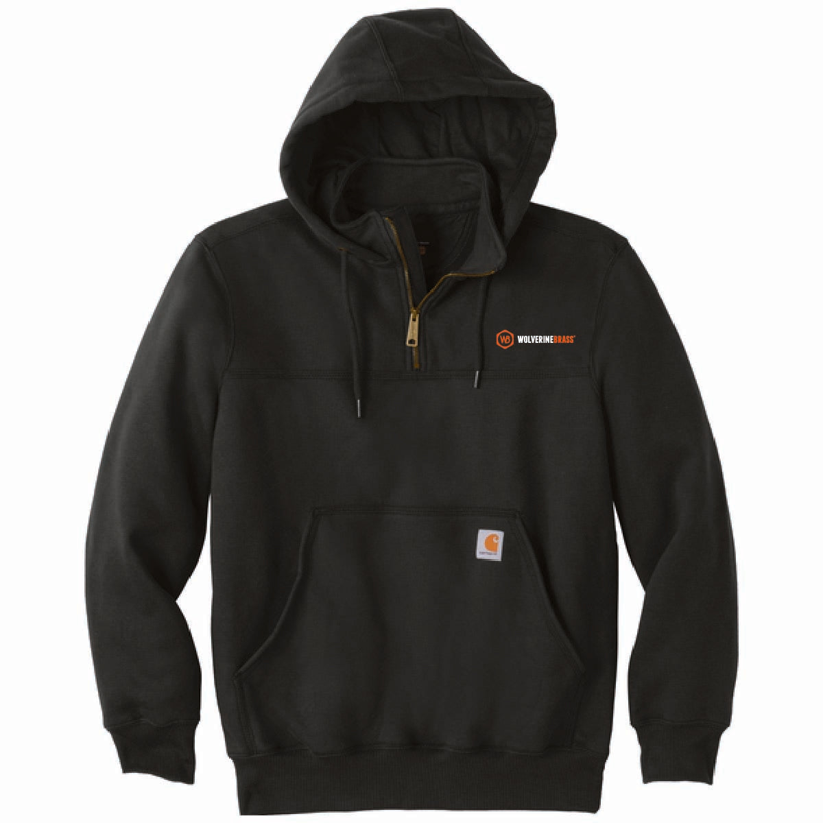 Carhartt Rain Defender Paxton Hooded Zip Mock Sweatshirt with Wolverine Brass Logo