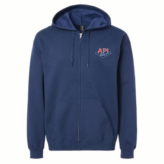 Gildan Unisex Full Zip Softstyle Hooded Sweatshirt with API Logo