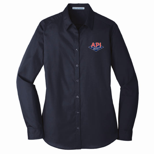 Port Authority Women's Long Sleeve Poplin Shirt with API Logo