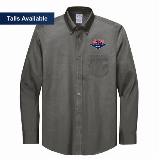 Brooks Brothers Men's Pinpoint Long Sleeve Shirt with API Logo