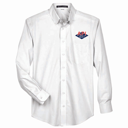 Devon & Jones Men's Broadcloth Woven Dress Shirt with API Logo