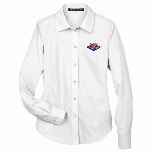Devon & Jones Women's Broadcloth Woven Dress Shirt with API Logo