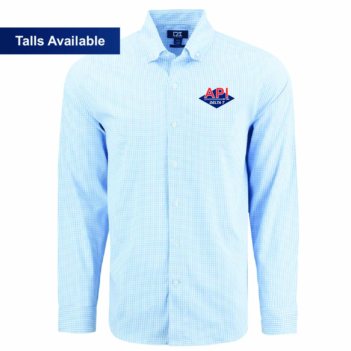 Cutter & Buck Men's Gingham Long Sleeve Dress Shirt with API Logo