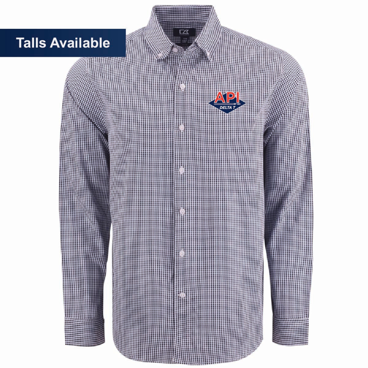 Cutter & Buck Men's Gingham Long Sleeve Dress Shirt with API Logo