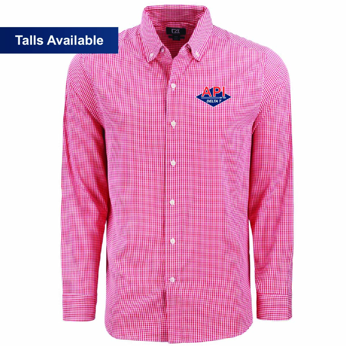Cutter & Buck Men's Gingham Long Sleeve Dress Shirt with API Logo