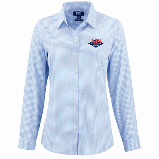 Cutter & Buck Women's Gingham Long Sleeve Dress Shirt with API Logo