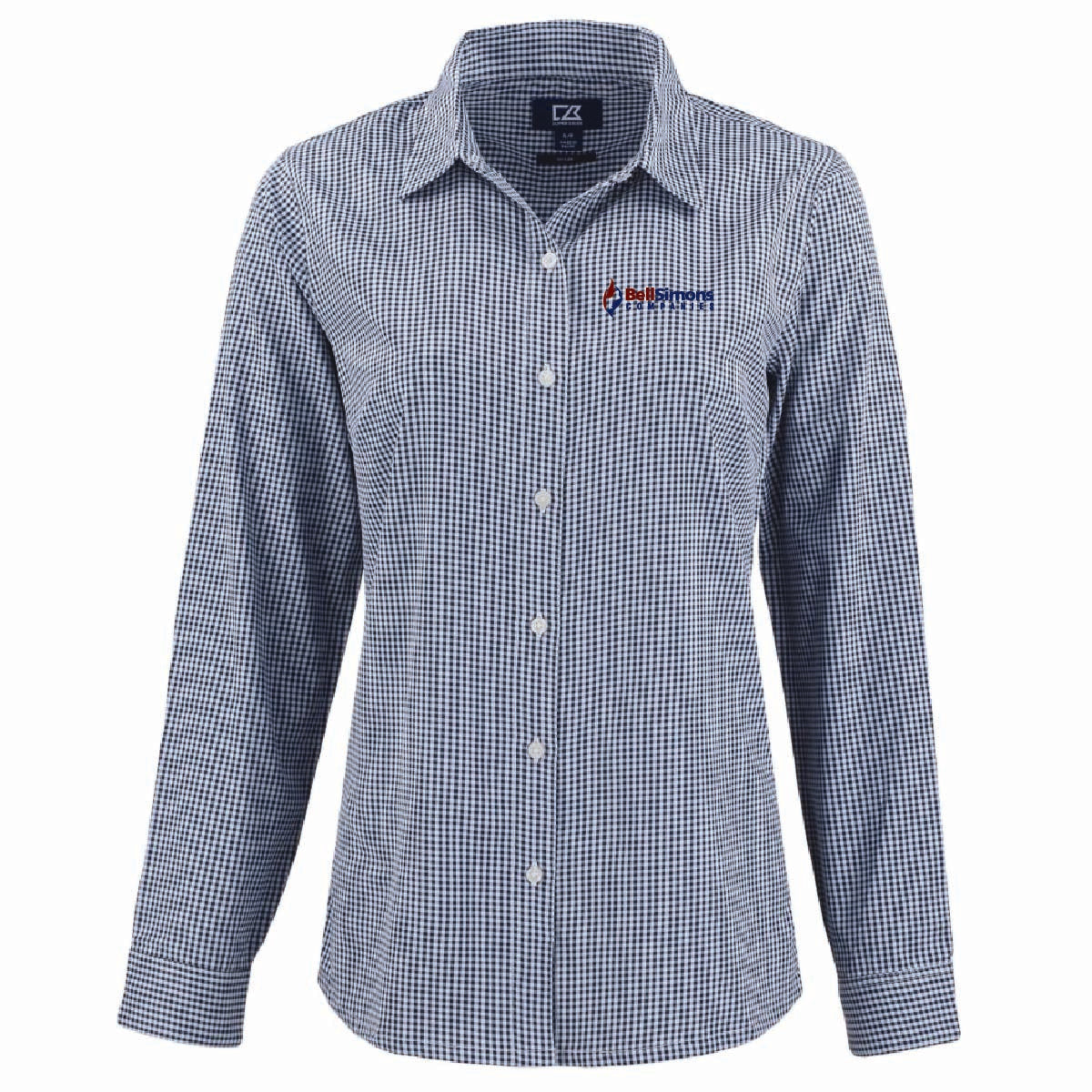 Cutter & Buck Women's Gingham Long Sleeve Dress Shirt with BellSimons Logo