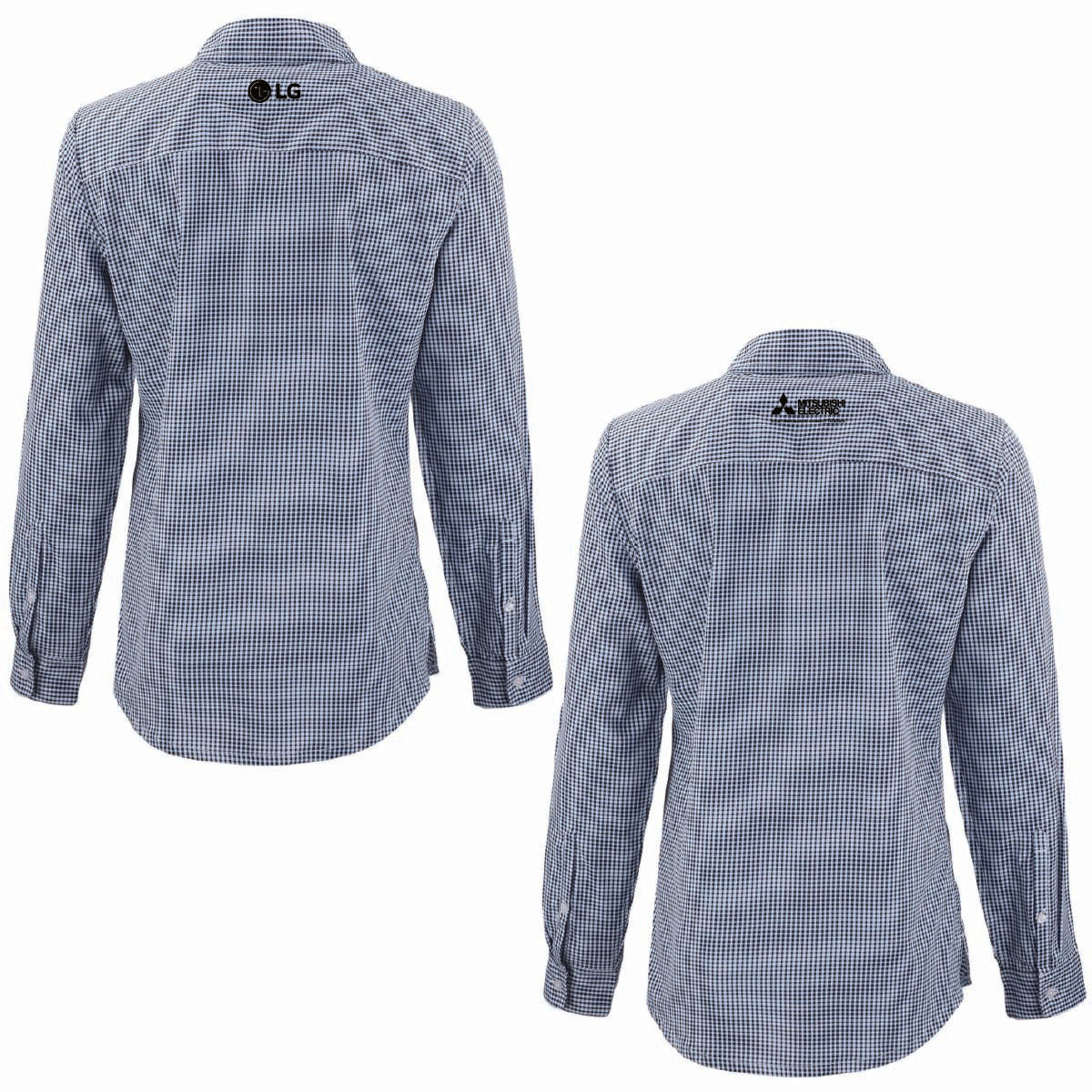 Cutter & Buck Women's Gingham Long Sleeve Dress Shirt with BellSimons Logo