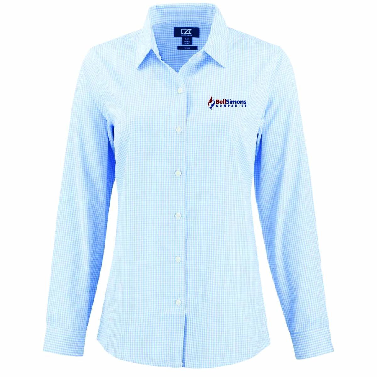 Cutter & Buck Women's Gingham Long Sleeve Dress Shirt with BellSimons Logo
