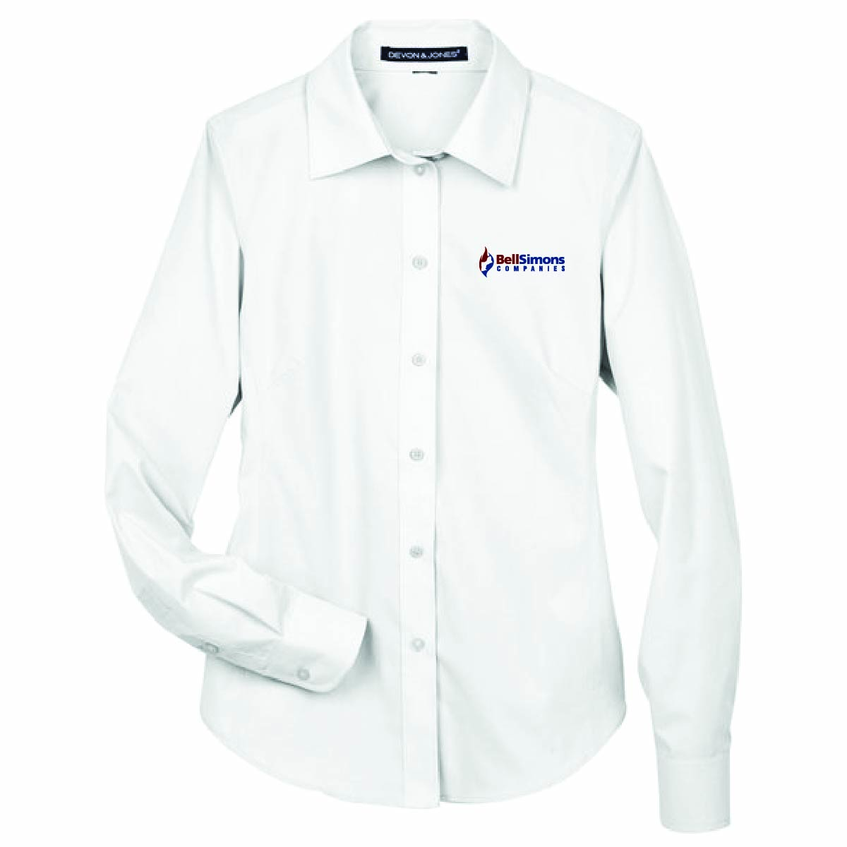 Devon & Jones Women's Broadcloth Woven Dress Shirt with BellSimons Logo