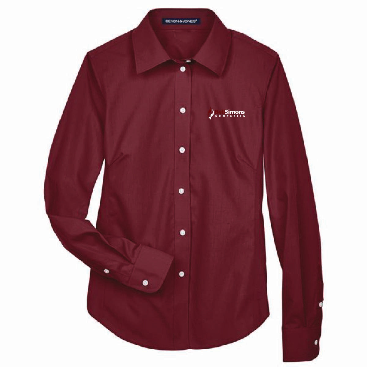 Devon & Jones Women's Broadcloth Woven Dress Shirt with BellSimons Logo