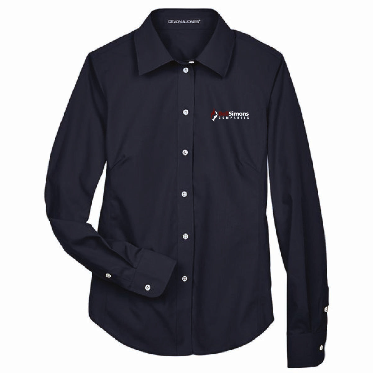 Devon & Jones Women's Broadcloth Woven Dress Shirt with BellSimons Logo