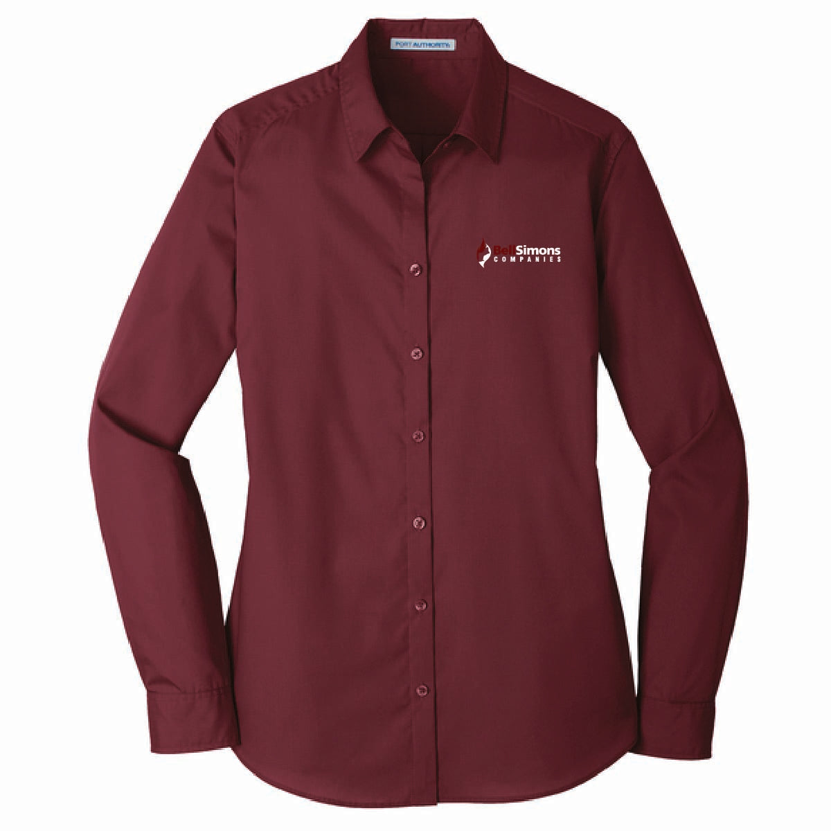 Port Authority Women's Long Sleeve Poplin Shirt with BellSimons Logo