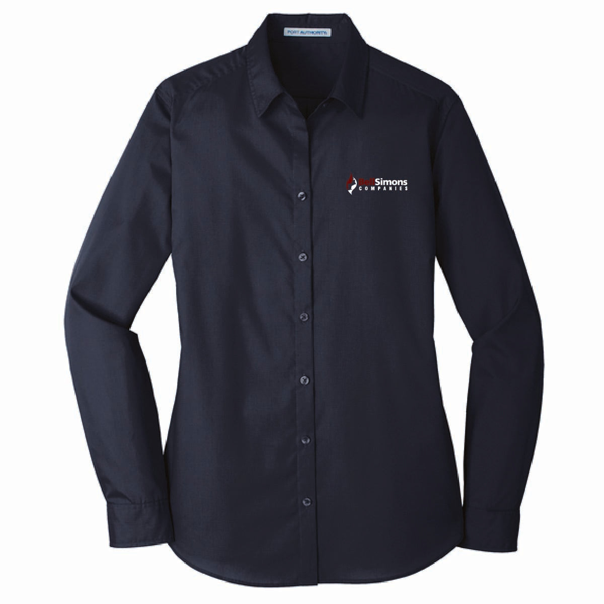 Port Authority Women's Long Sleeve Poplin Shirt with BellSimons Logo