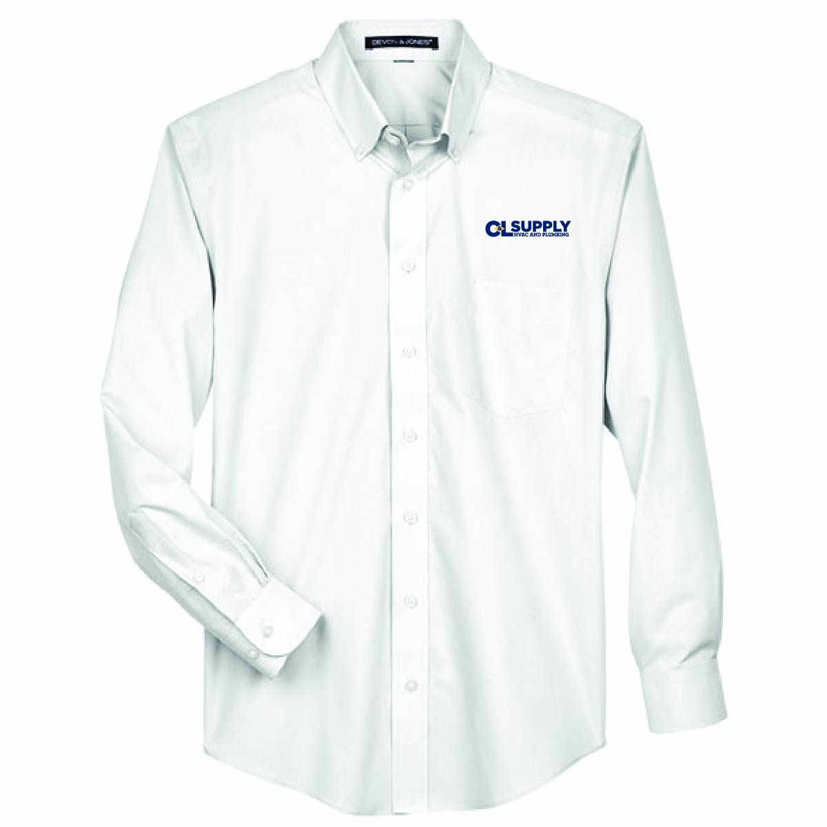 Devon & Jones Men's Broadcloth Woven Dress Shirt with C&L HVAC Logo