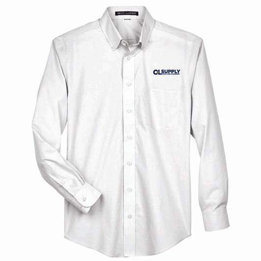 Devon & Jones Men's Broadcloth Woven Dress Shirt with C&L HVAC Logo