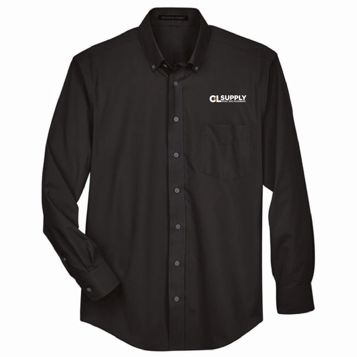 Devon & Jones Men's Broadcloth Woven Dress Shirt with C&L HVAC Logo