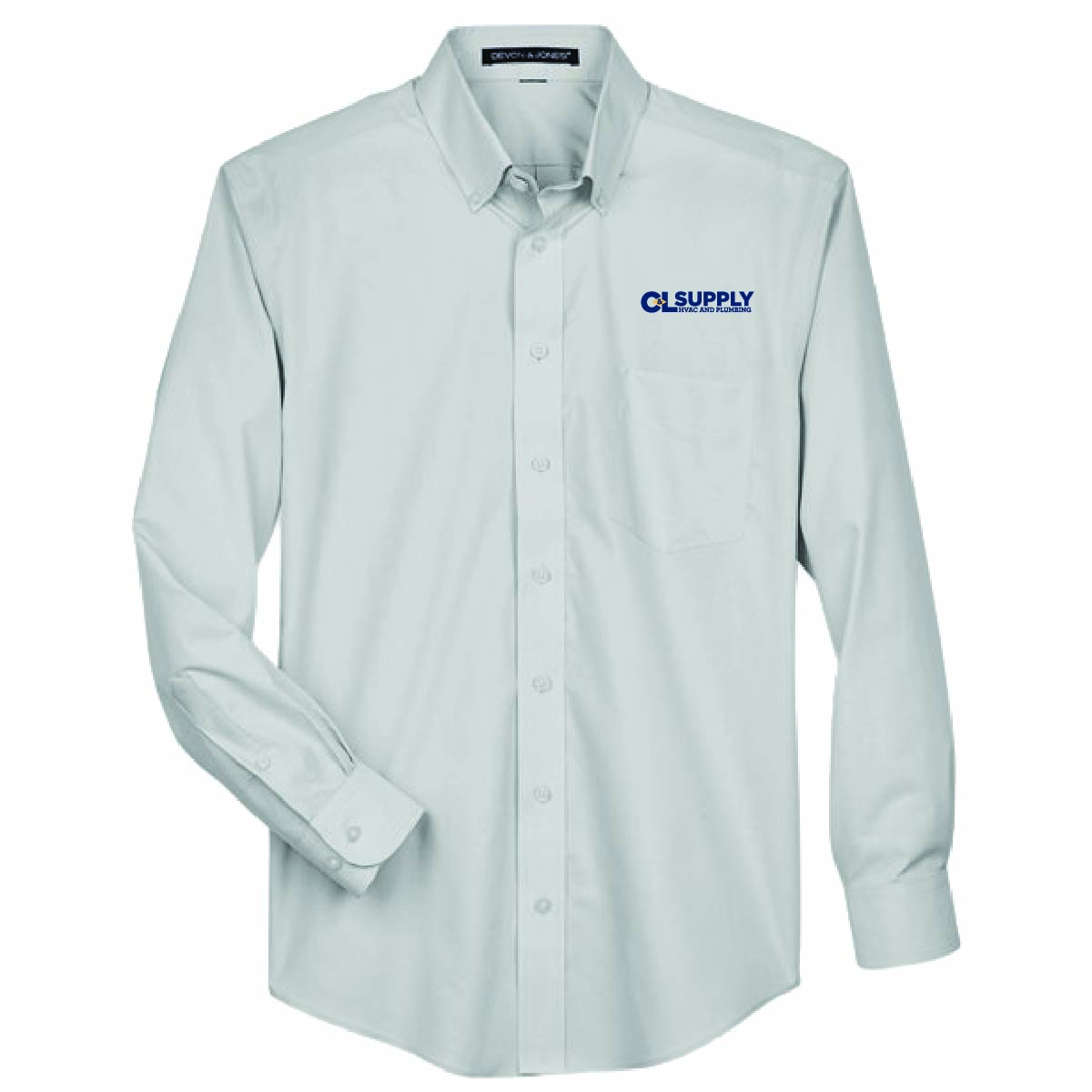Devon & Jones Men's Broadcloth Woven Dress Shirt with C&L HVAC Logo