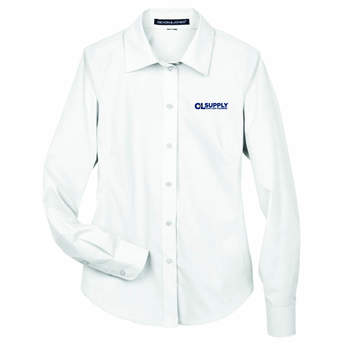 Devon & Jones Women's Broadcloth Woven Dress Shirt with C&L HVAC Logo