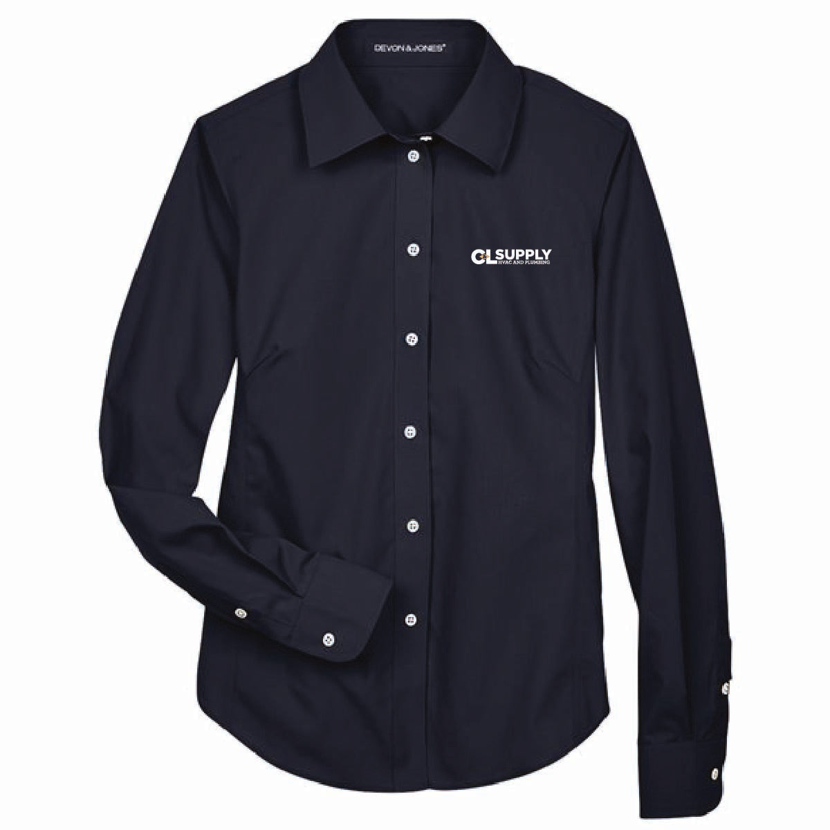 Devon & Jones Women's Broadcloth Woven Dress Shirt with C&L HVAC Logo