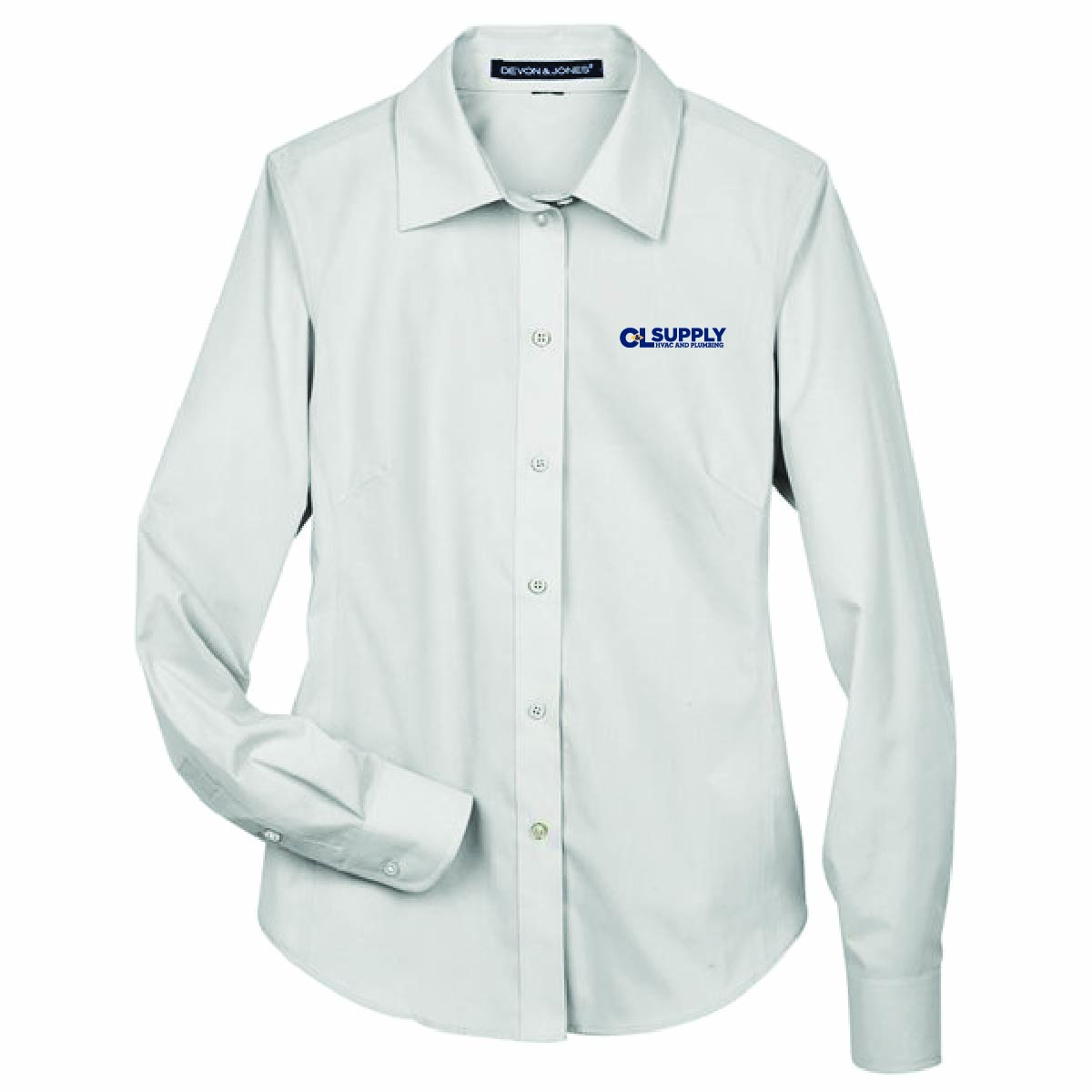 Devon & Jones Women's Broadcloth Woven Dress Shirt with C&L HVAC Logo