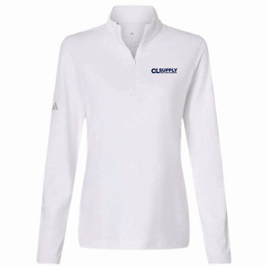 Adidas Women's Textured Stripe 1/4 Zip Pullover with C&L HVAC Logo