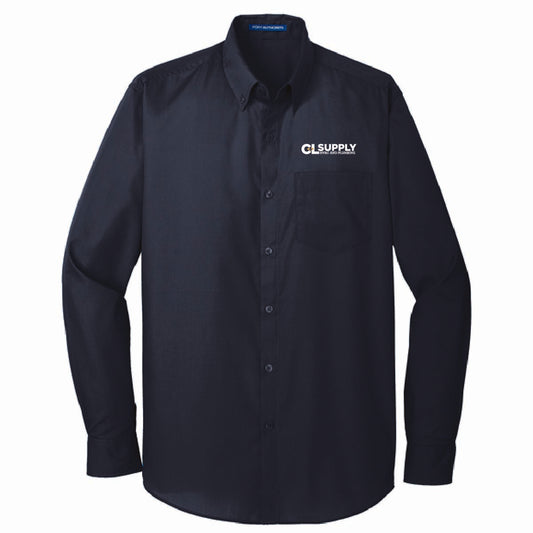 Port Authority Men's Long Sleeve Poplin Shirt with C&L HVAC Logo