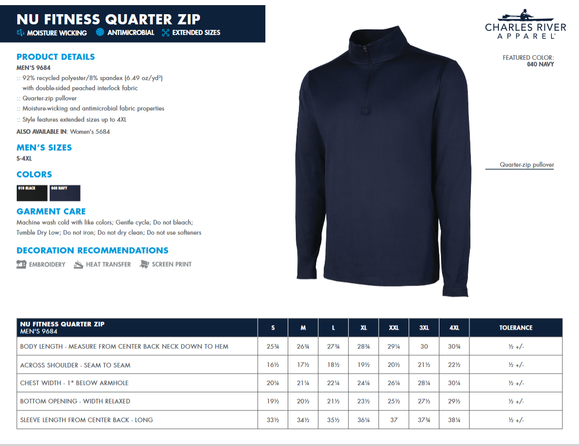 Charles River Men's Nu Fitness Pullover with Marcone Logo