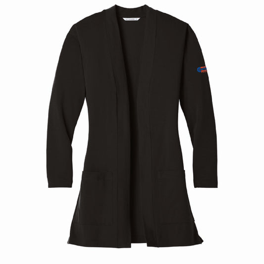 Port Authority Women's Long Pocket Knit Cardigan with Comfort Air Logo