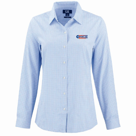 Cutter & Buck Women's Gingham Long Sleeve Dress Shirt with Comfort Air Logo