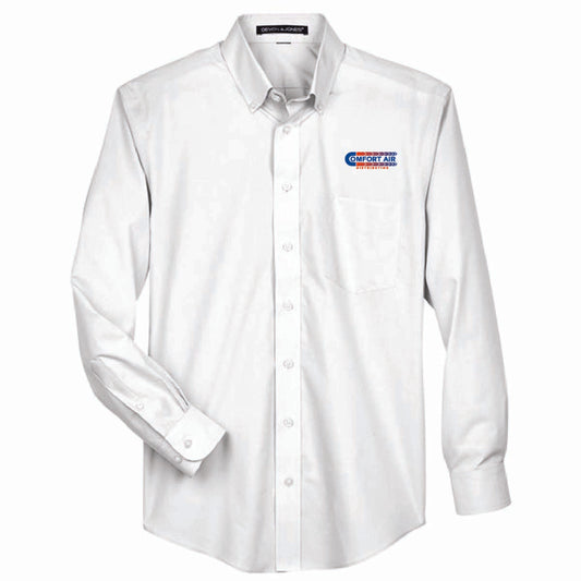 Devon & Jones Men's Broadcloth Woven Dress Shirt with Comfort Air Logo