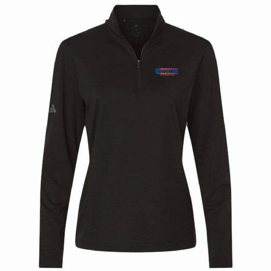 Adidas Women's Textured Stripe 1/4 Zip Pullover with Comfort Air Logo