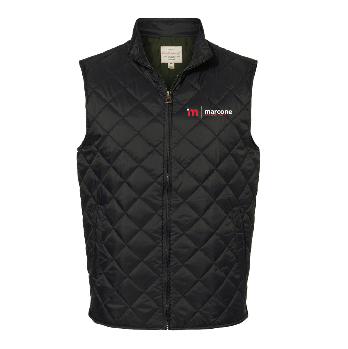 Weatherproof Men's Vintage Diamond Quilted Vest with Marcone Appliance Logo