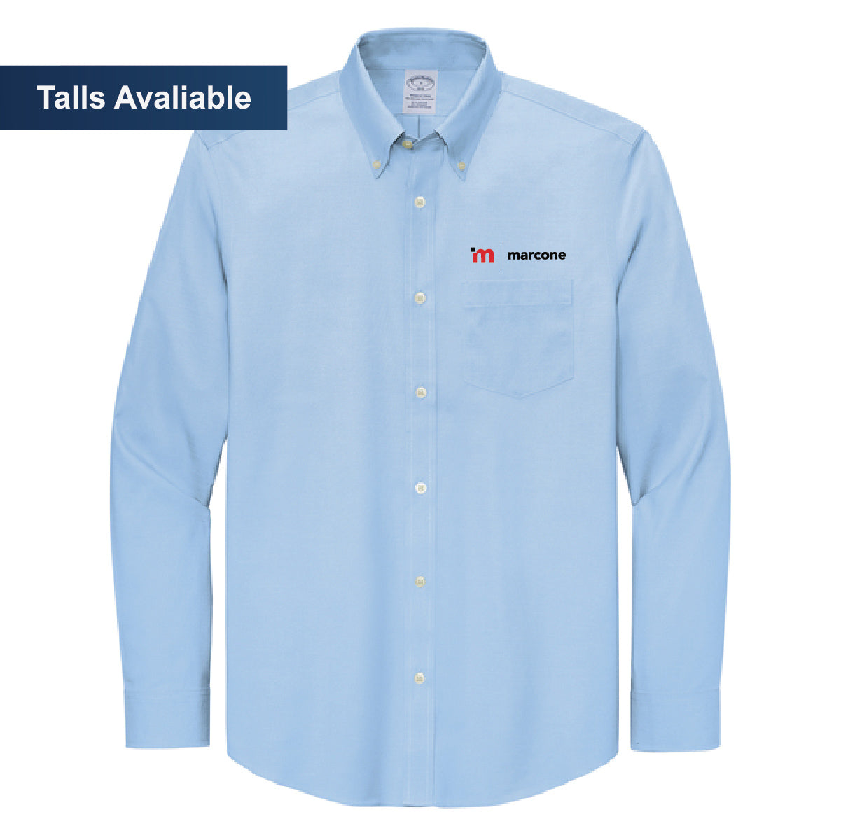 Brooks Brothers Men's Pinpoint Long Sleeve Shirt with Marcone Logo