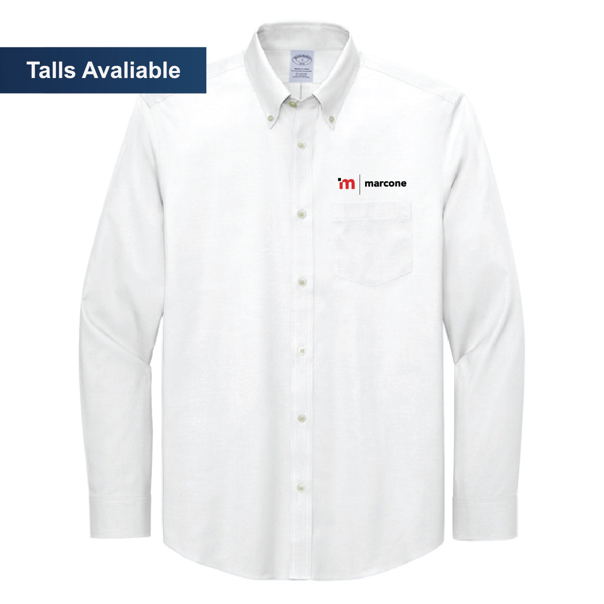 Brooks Brothers Men's Pinpoint Long Sleeve Shirt with Marcone Logo