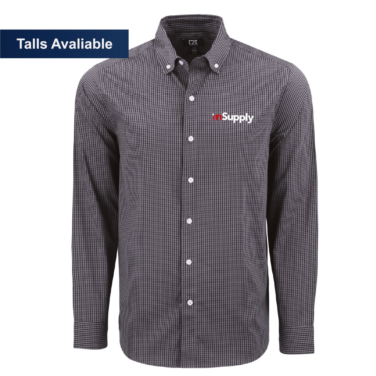 Cutter & Buck Men's Gingham Long Sleeve Dress Shirt with mSupply Logo