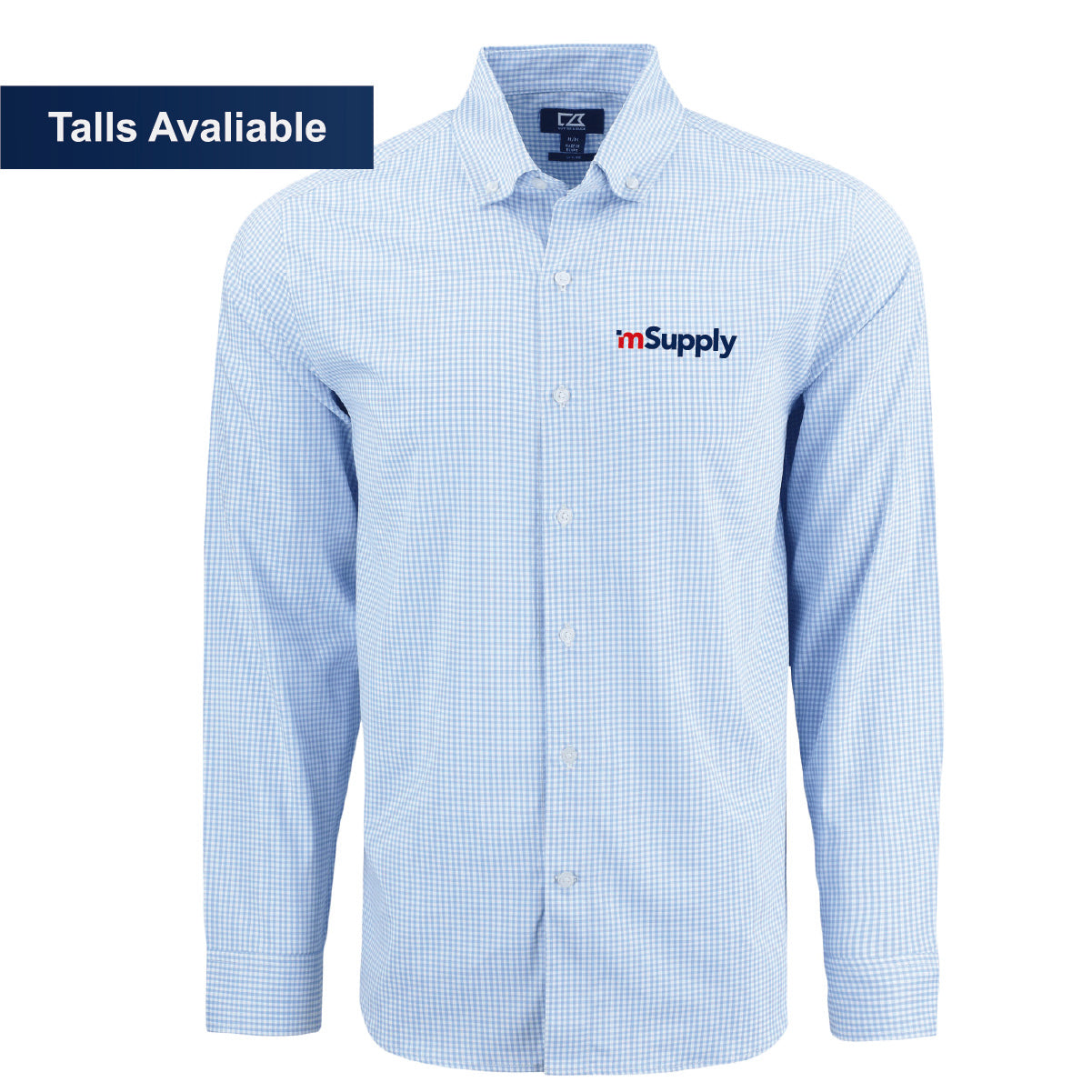 Cutter & Buck Men's Gingham Long Sleeve Dress Shirt with mSupply Logo