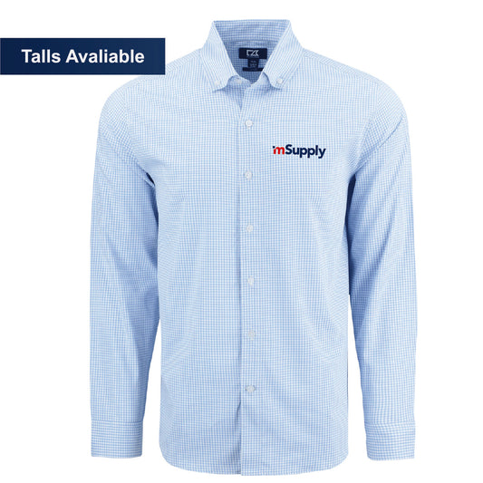 Cutter & Buck Men's Gingham Long Sleeve Dress Shirt with mSupply Logo