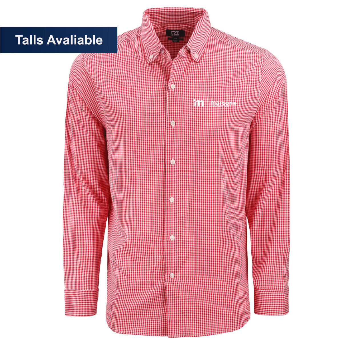 Cutter & Buck Men's Gingham Long Sleeve Dress Shirt with Marcone Appliance Logo