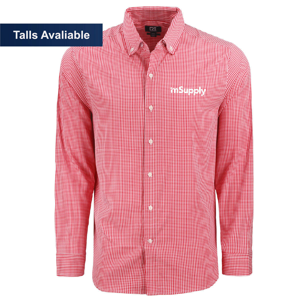 Cutter & Buck Men's Gingham Long Sleeve Dress Shirt with mSupply Logo