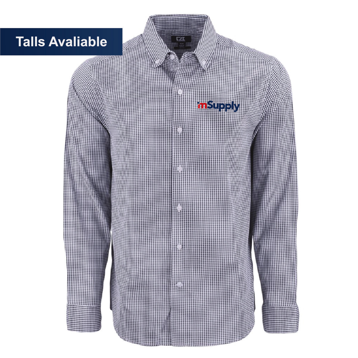 Cutter & Buck Men's Gingham Long Sleeve Dress Shirt with mSupply Logo
