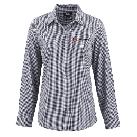 Cutter & Buck Women's Gingham Long Sleeve Dress Shirt with Marcone Logo