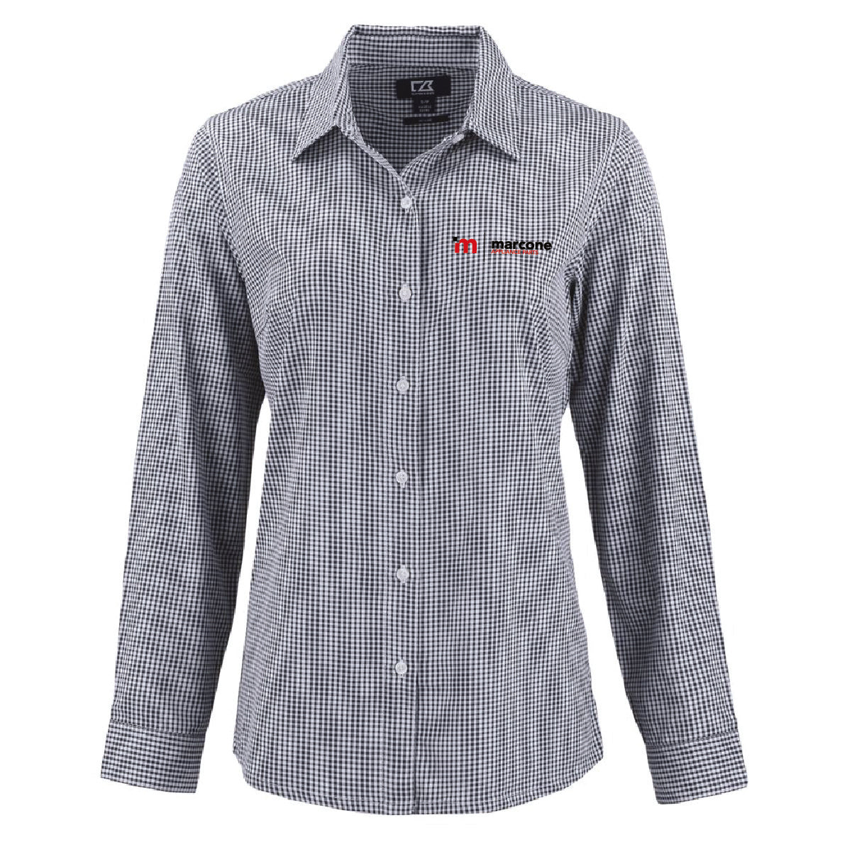 Cutter & Buck Women's Gingham Long Sleeve Dress Shirt with Marcone Appliance Logo