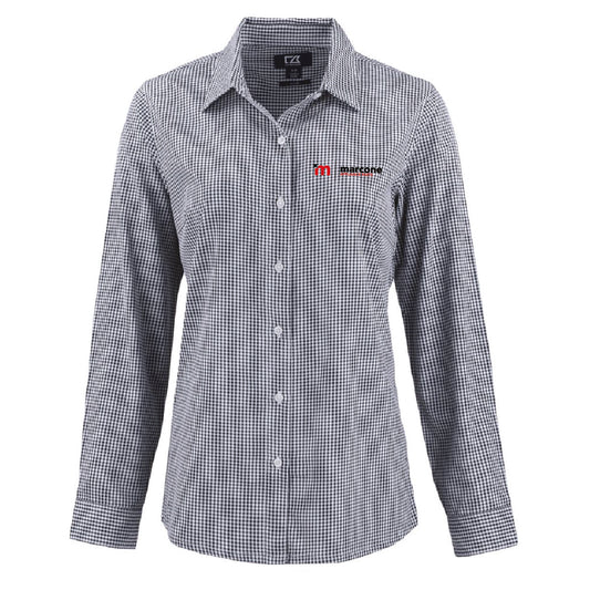 Cutter & Buck Women's Gingham Long Sleeve Dress Shirt with Marcone Appliance Logo