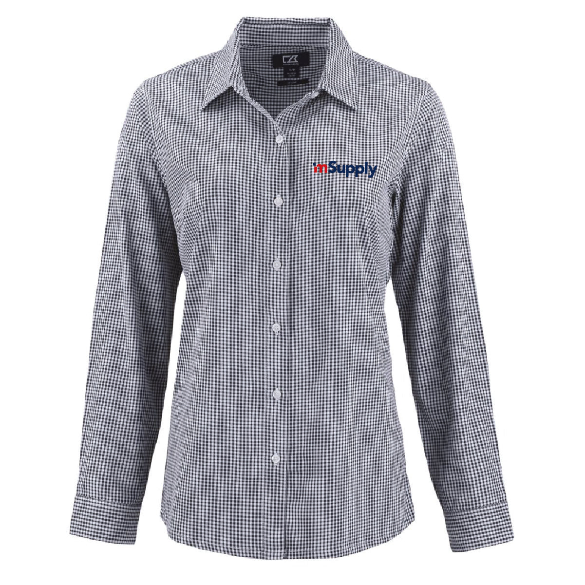 Cutter & Buck Women's Gingham Long Sleeve Dress Shirt with mSupply Logo