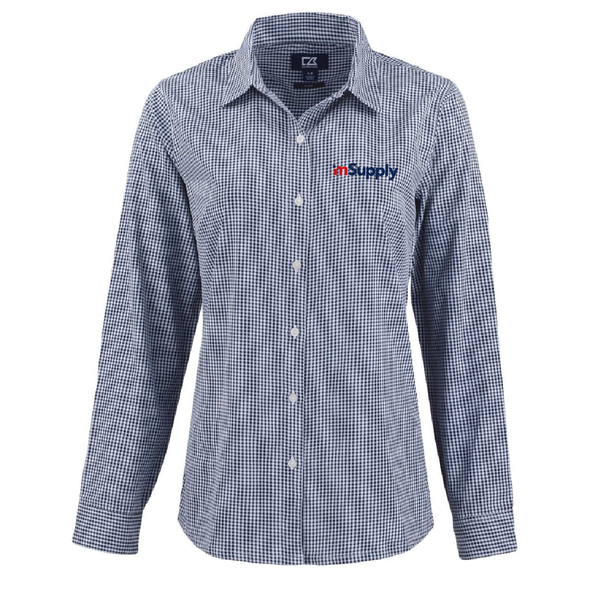 Cutter & Buck Women's Gingham Long Sleeve Dress Shirt with mSupply Logo