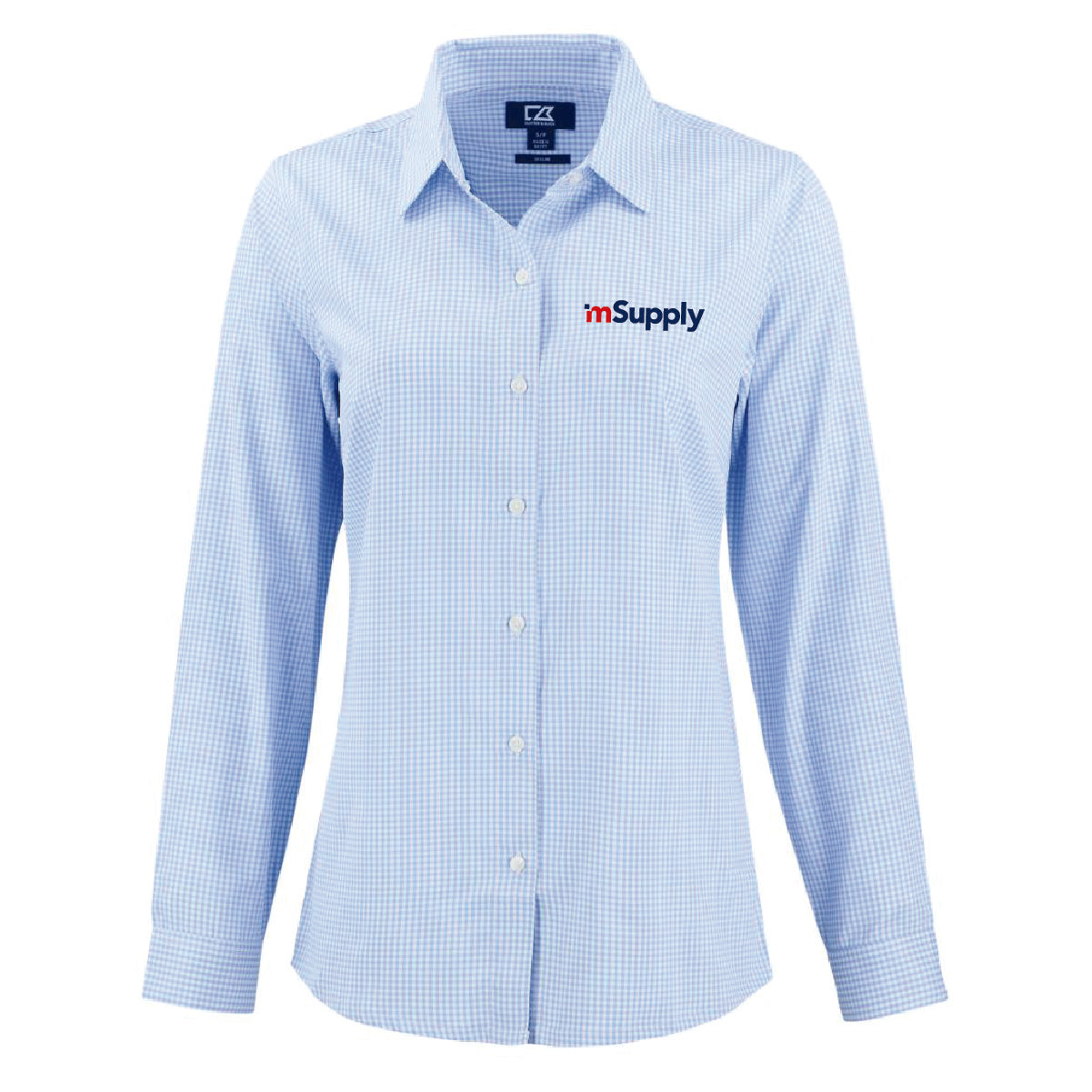 Cutter & Buck Women's Gingham Long Sleeve Dress Shirt with mSupply Logo