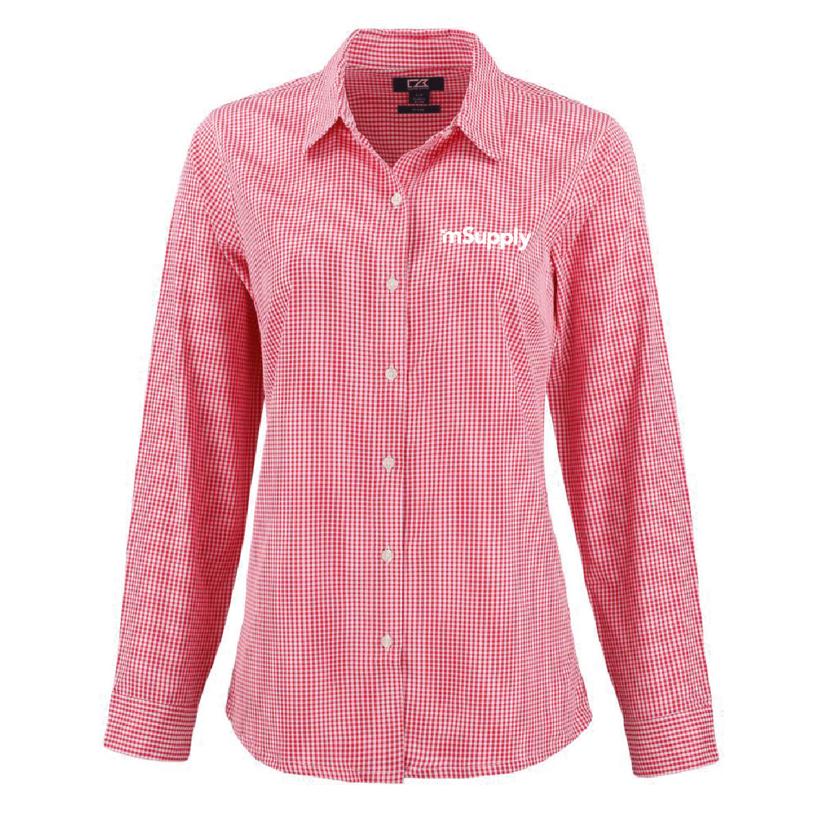 Cutter & Buck Women's Gingham Long Sleeve Dress Shirt with mSupply Logo