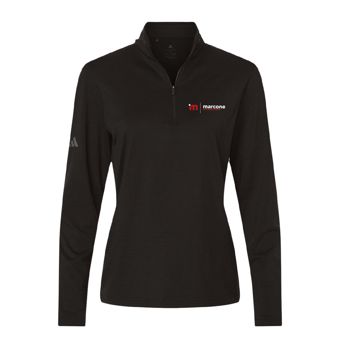 Adidas Women's Textured Stripe 1/4 Zip Pullover with Marcone Appliance Logo