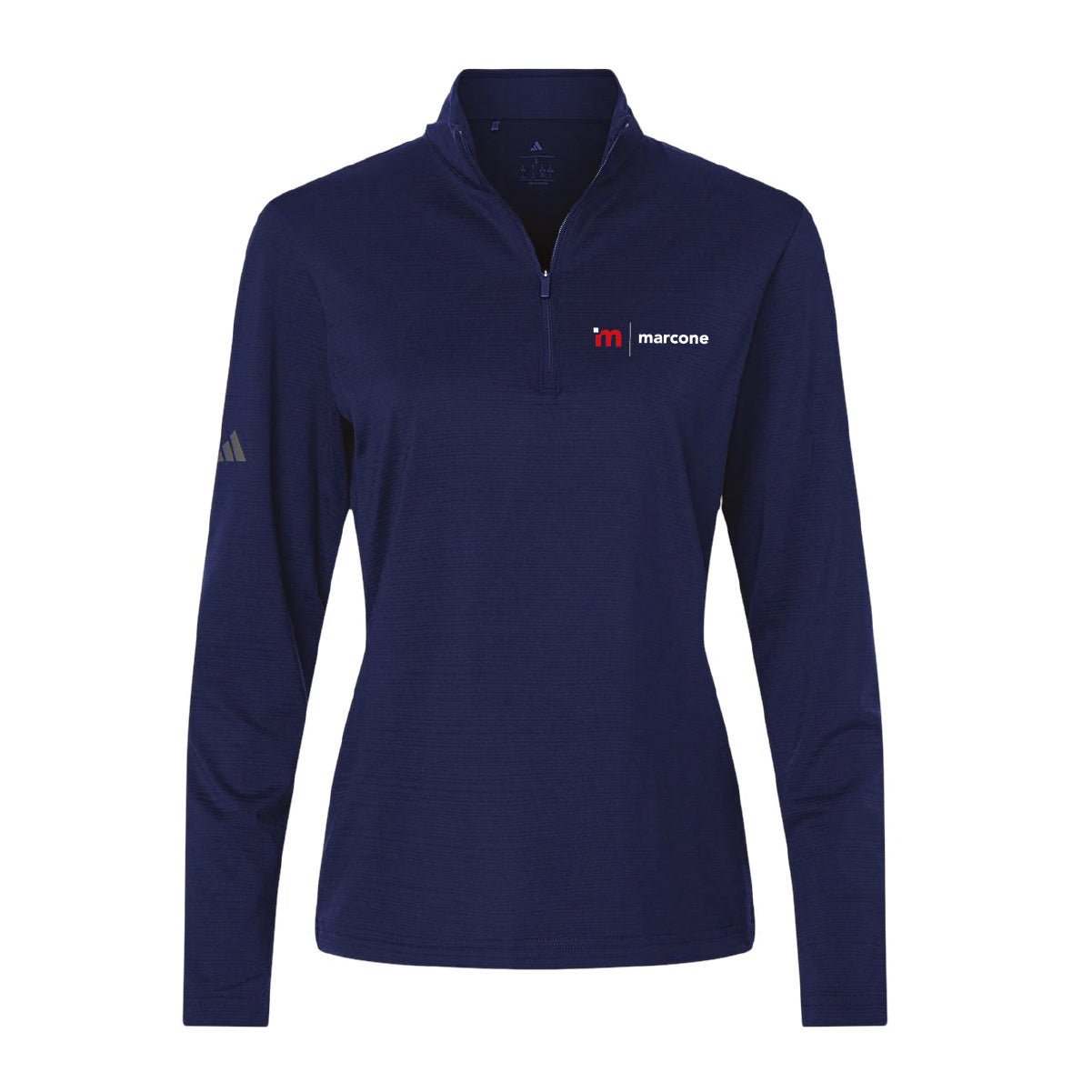 Adidas Women's Textured Stripe 1/4 Zip Pullover with Marcone Logo